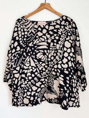 Chico’s Black Label Silk Blend Abstract Animal Print Blouse M